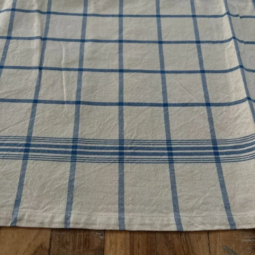 Blue Checkered Striped Square Tablecloth 50